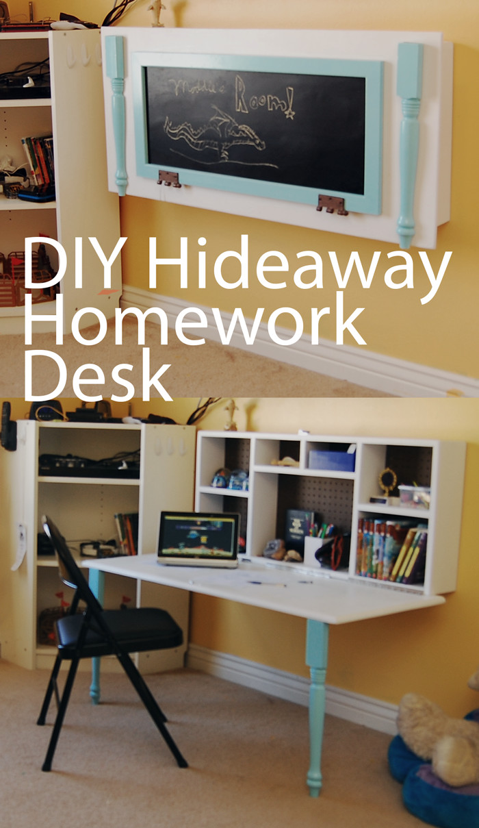 DIY Kids Desk
 DIY Kids Homework Hideaway Wall Desk The Organized Mom