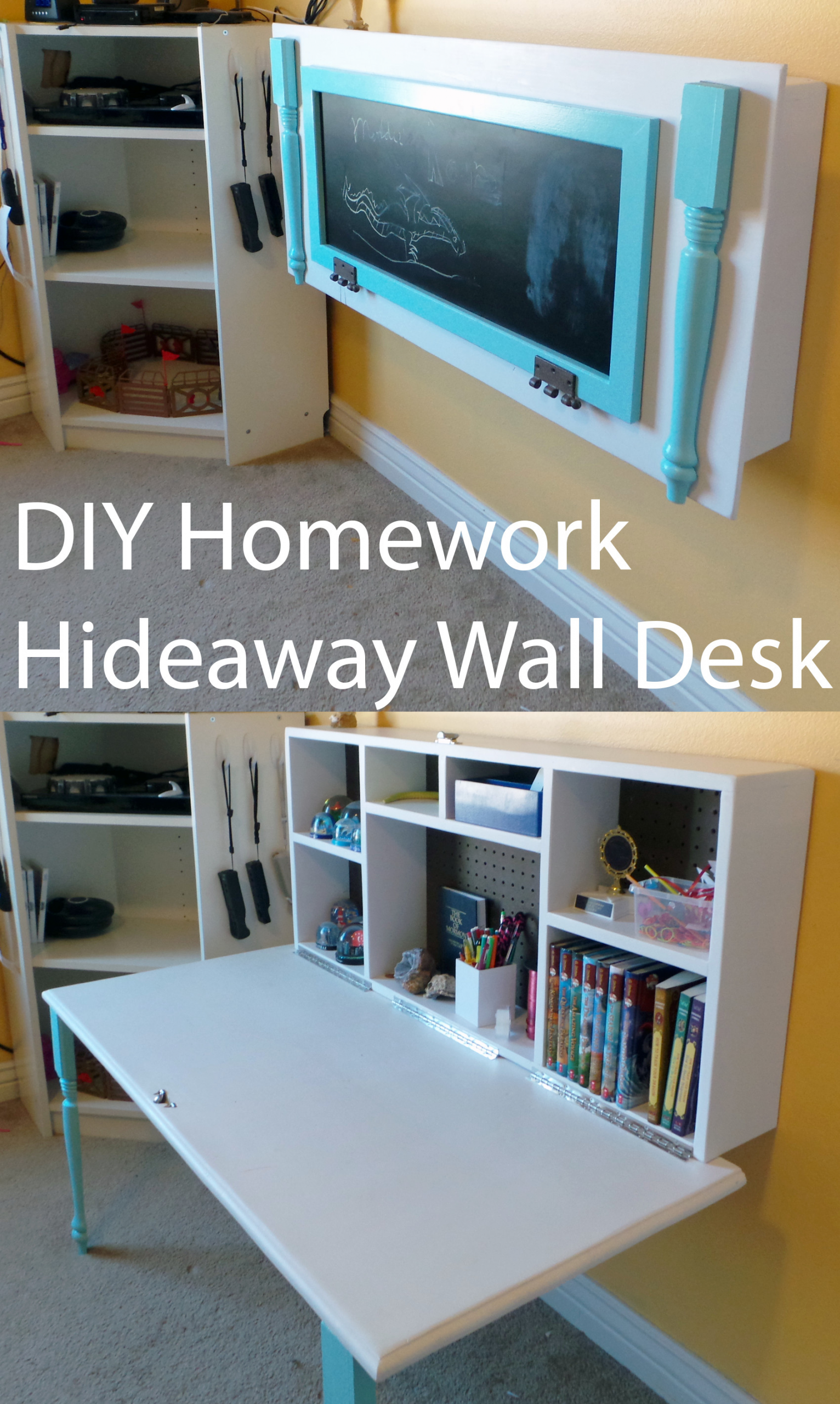 DIY Kids Desk
 DIY Kids Homework Hideaway Wall Desk The Organized Mom