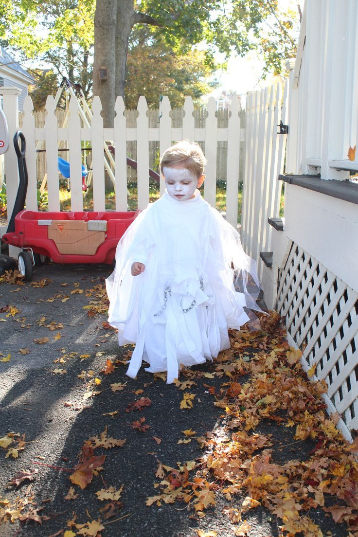 DIY Kids Ghost Costume
 No sew toddler ghost costume Use white turtle neck and