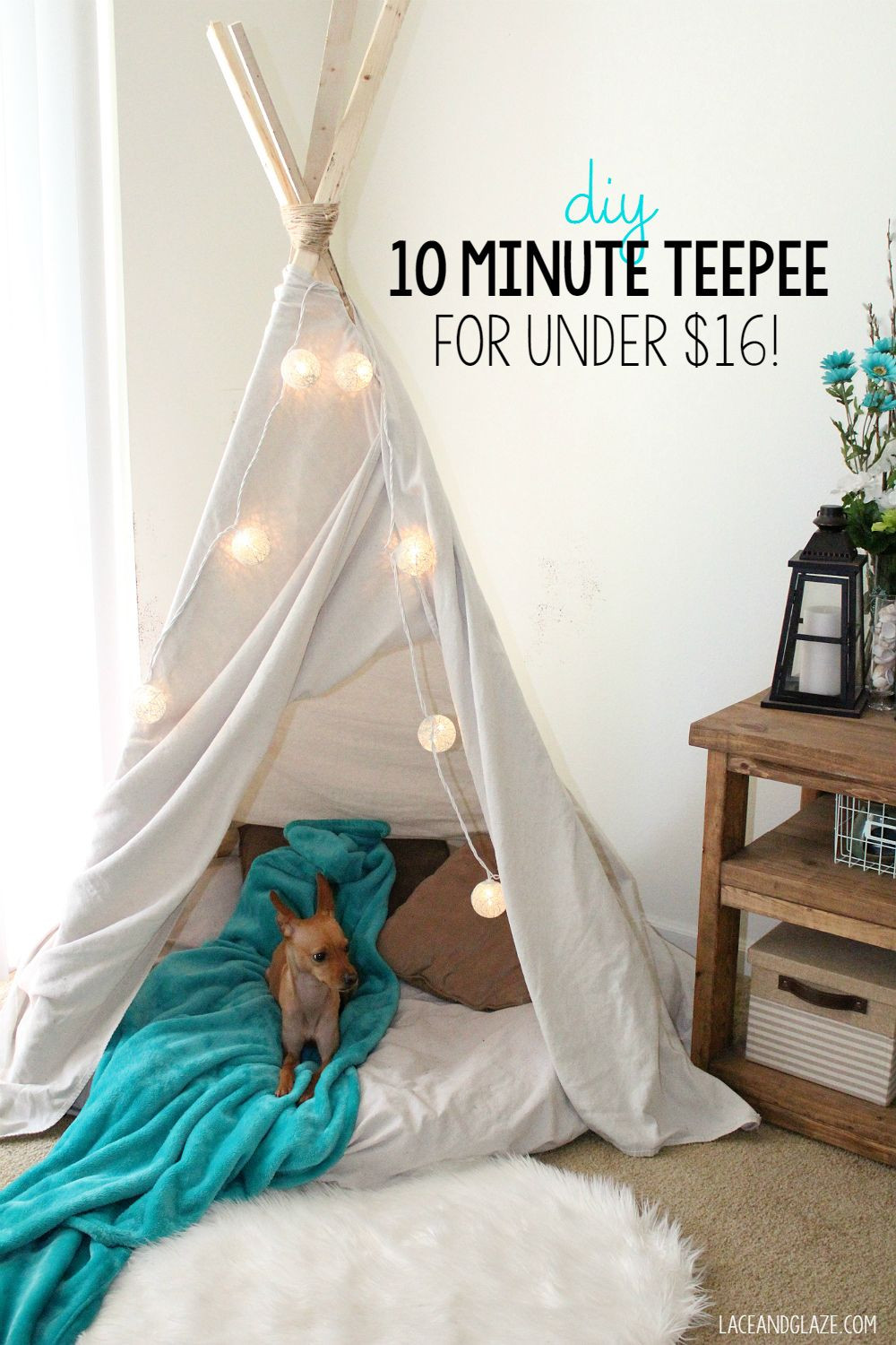 DIY Kids Teepee Tent
 DIY 10 Minute Teepee for Under $16 Emmaline