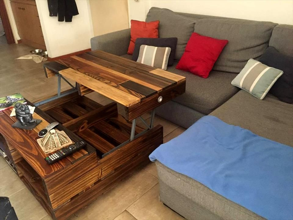 DIY Lift Top Coffee Table Plans
 diy pallet lift up top coffee table with wheels and