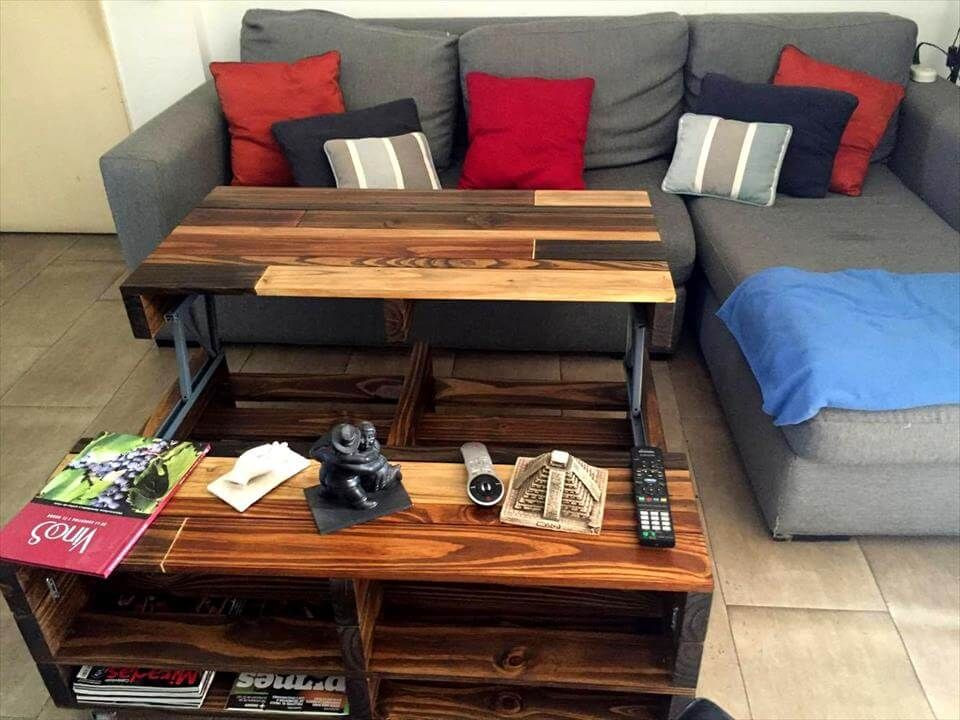 DIY Lift Top Coffee Table Plans
 DIY Lift Up Top Pallet Coffee Table with Storage & Wheels