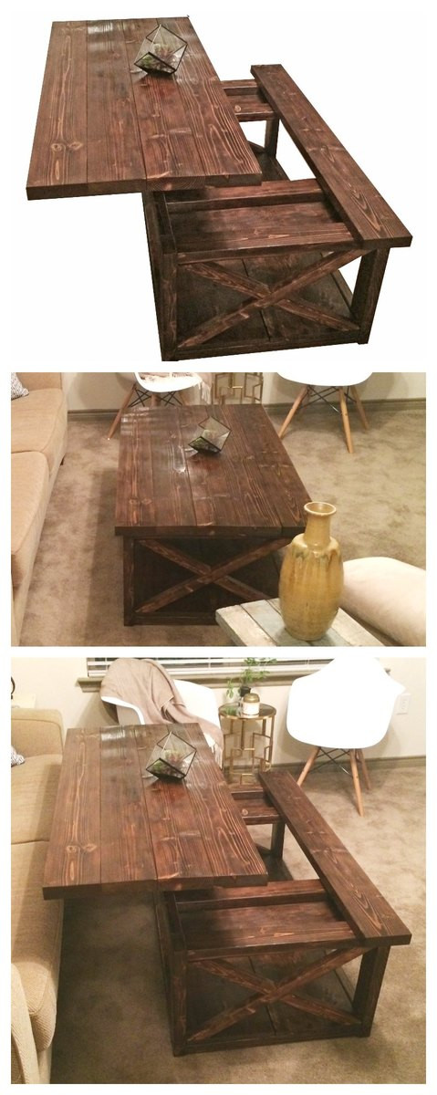 DIY Lift Top Coffee Table Plans
 DIY Lift Top Coffee Table Rustic X Style