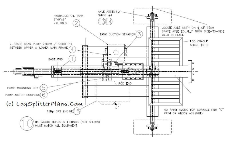 DIY Log Splitter Plans
 Log Splitter Plans CAD Designs for Home Built DIY Assembly