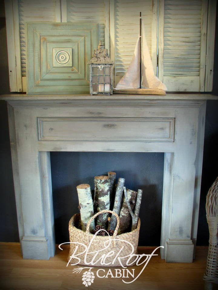 DIY Mantel Plans
 blue roof cabin Mantel Made From Pine Boards