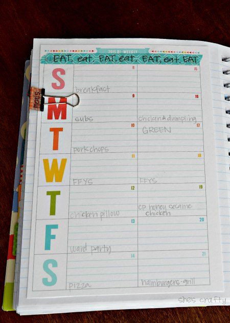 DIY Meal Planning
 She s crafty DIY Planner