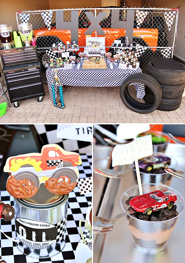 DIY Monster Truck Party Decorations
 Awesome Monster Jam Truck Party Boys Birthday