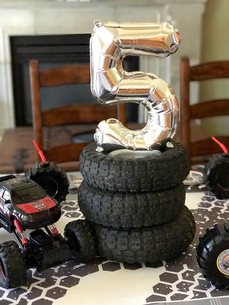 DIY Monster Truck Party Decorations
 5 centerpiece Monster Truck Party Smash