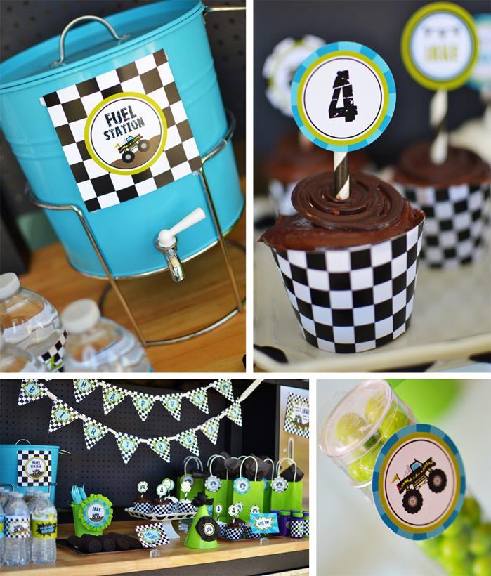 DIY Monster Truck Party Decorations
 Kara s Party Ideas Monster Truck Birthday Party with