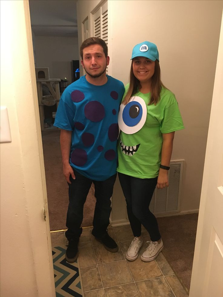DIY Monsters Inc Costume
 Easy DIY couples halloween costume of Mike and Sully from