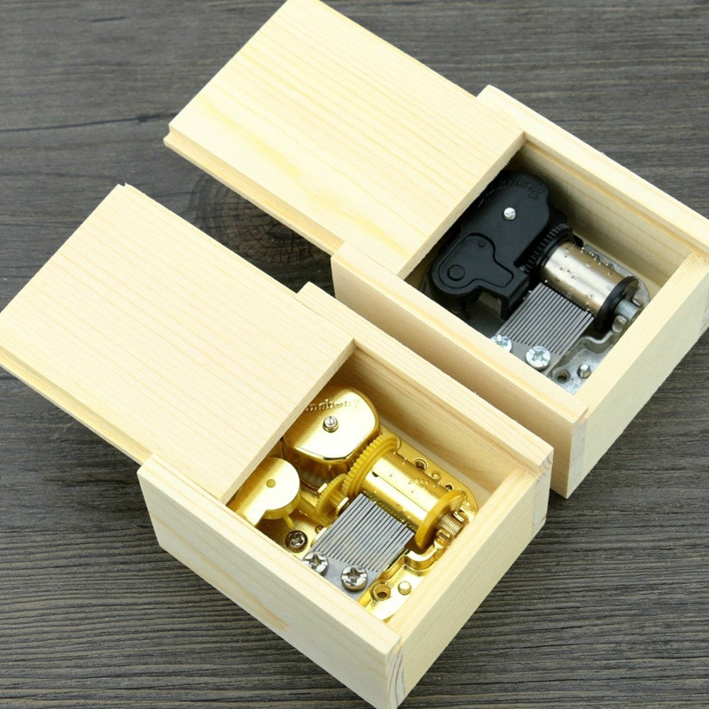 DIY Music Box
 Solid Wood Clockwork Pull out Music box DIY Wooden Eight