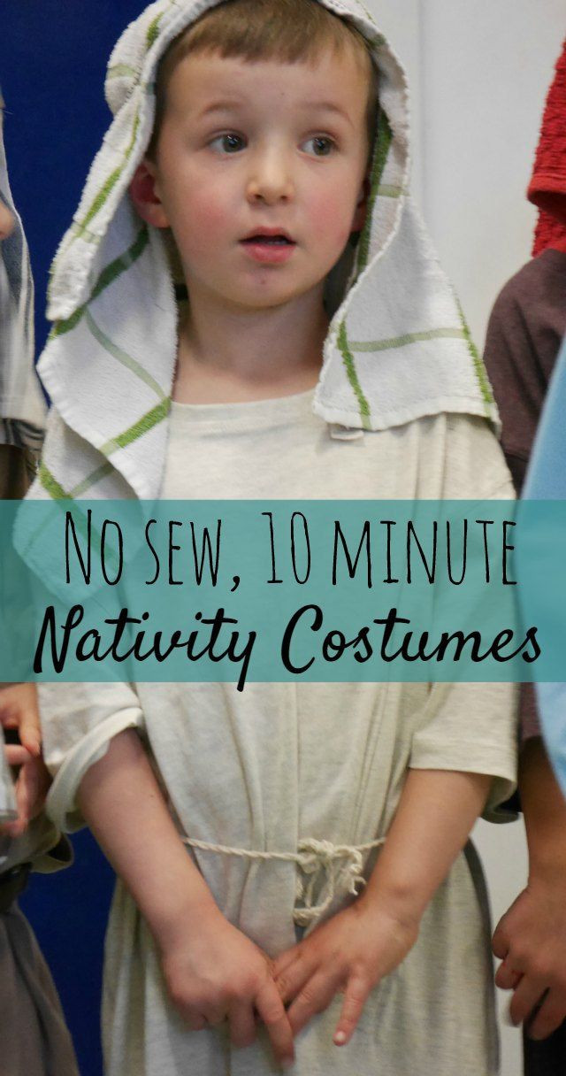 DIY Nativity Costumes
 Make a no sew nativity costume in 10 minutes for most