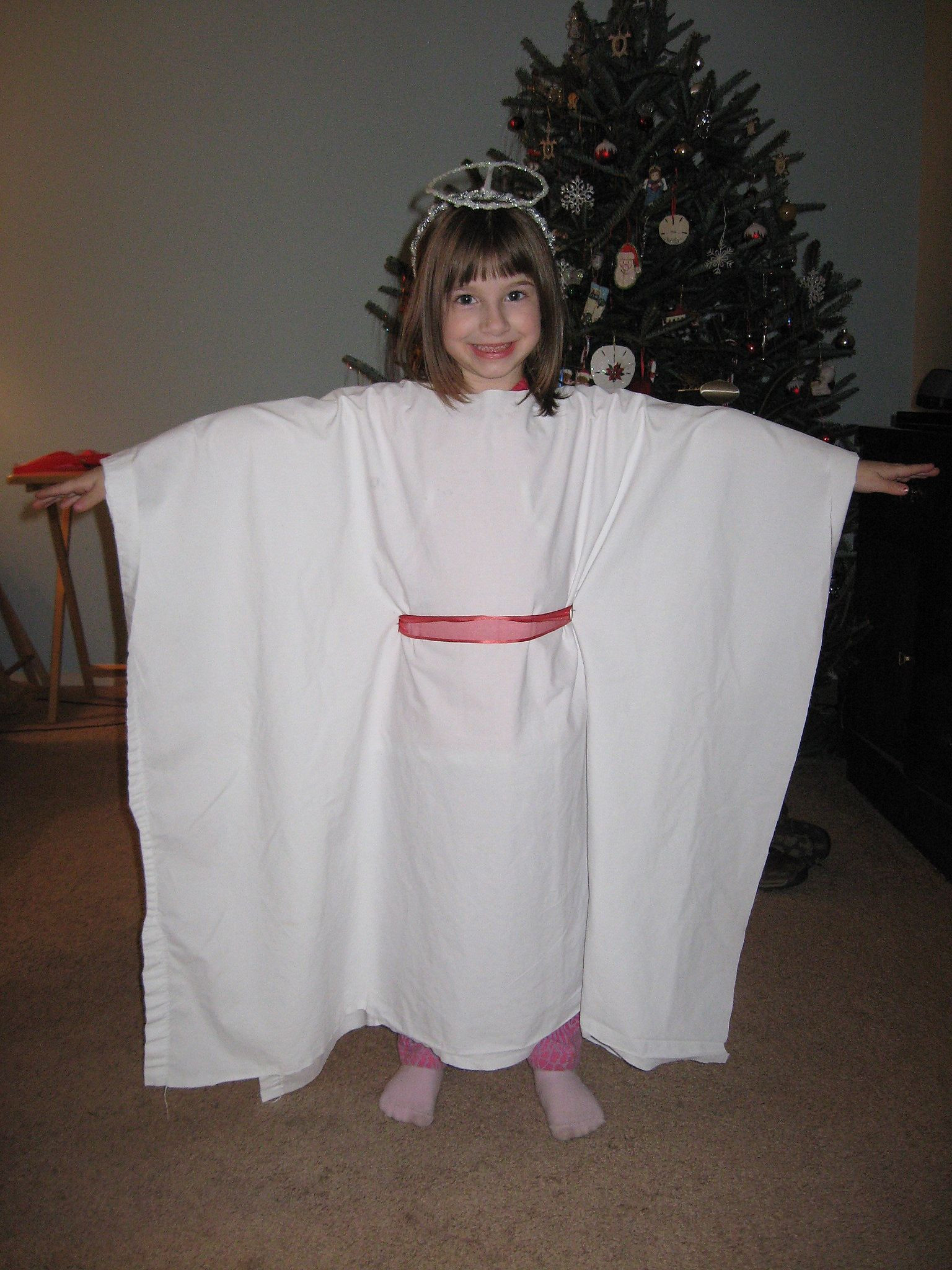 DIY Nativity Costumes
 No Sowing Angel Costume White material I used a sheet