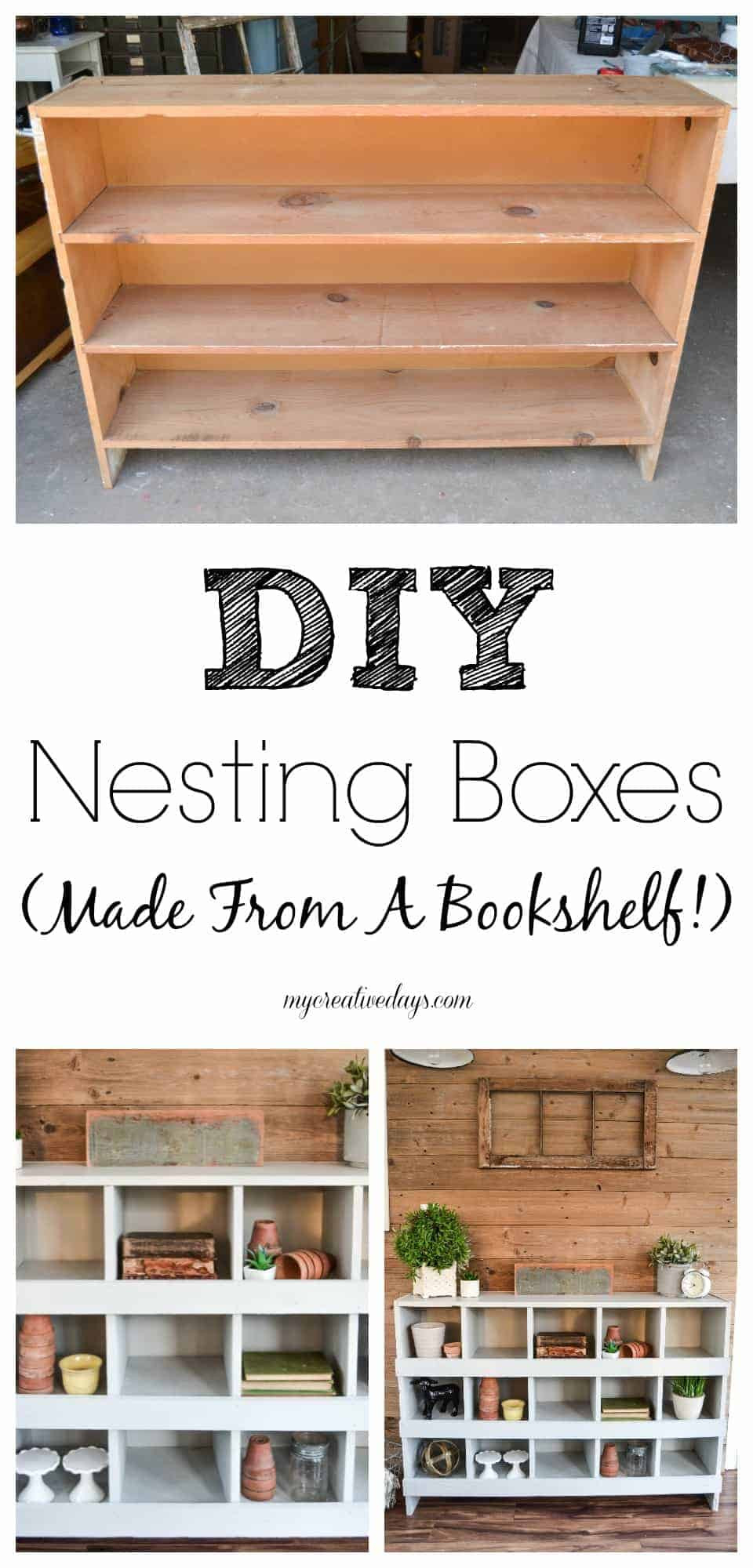 DIY Nest Box
 DIY Nesting Boxes Made From A Bookshelf  My Creative Days