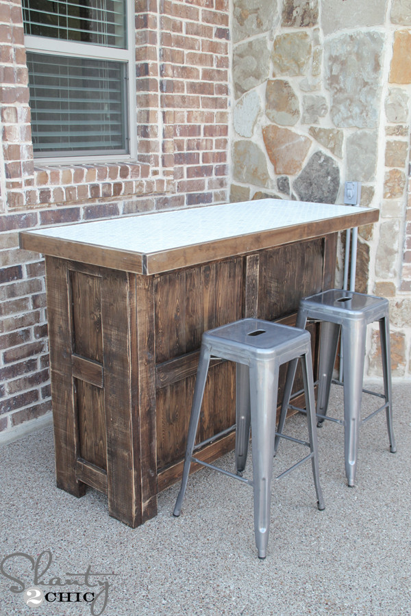 DIY Outdoor Bar Table
 DIY Tiled Bar Free Plans and a Giveaway Shanty 2 Chic