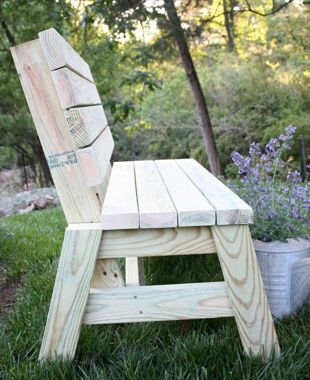DIY Outdoor Bench With Back
 DIY 2x4 Bench Sweet Pea