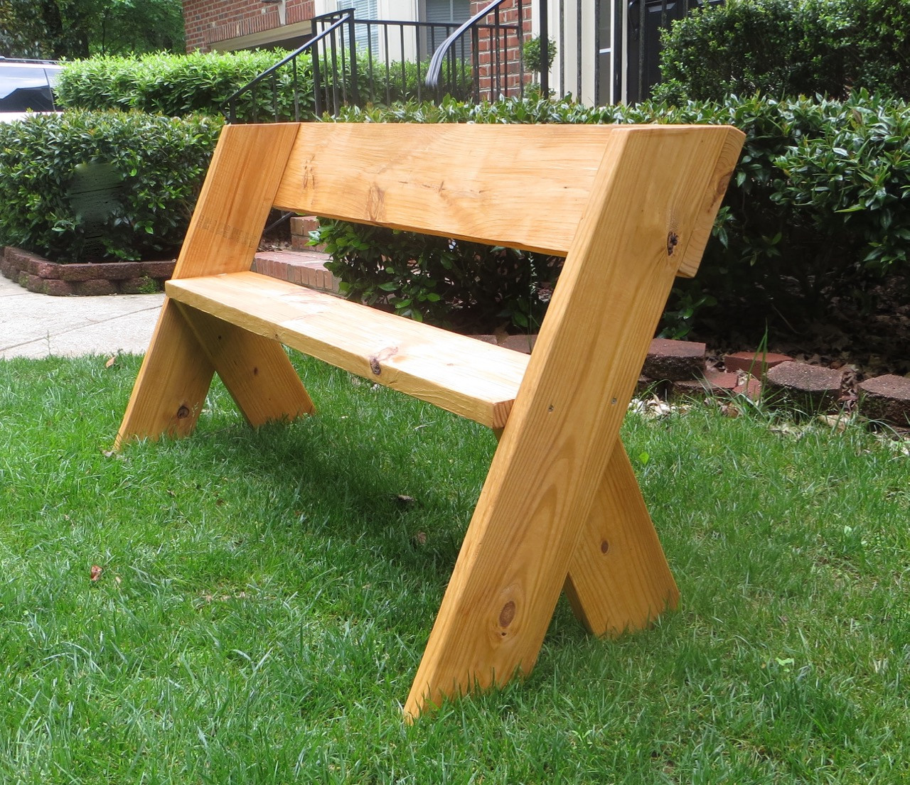 DIY Outdoor Bench With Back
 The Project Lady DIY Tutorial – $16 Simple Outdoor Wood