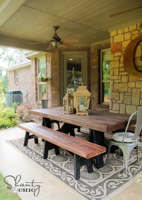 DIY Outdoor Dining Table
 DIY Bench for Dining Table Shanty 2 Chic