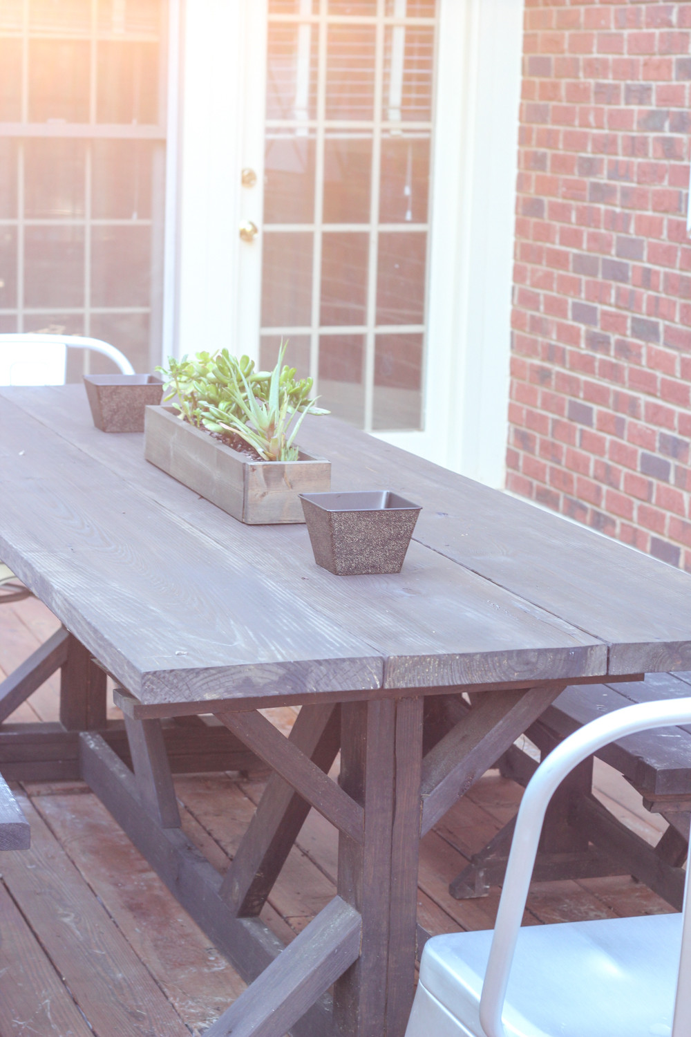 DIY Outdoor Farmhouse Table
 Anthro Inspired Outdoor Farmhouse Table & Benches Erin Spain