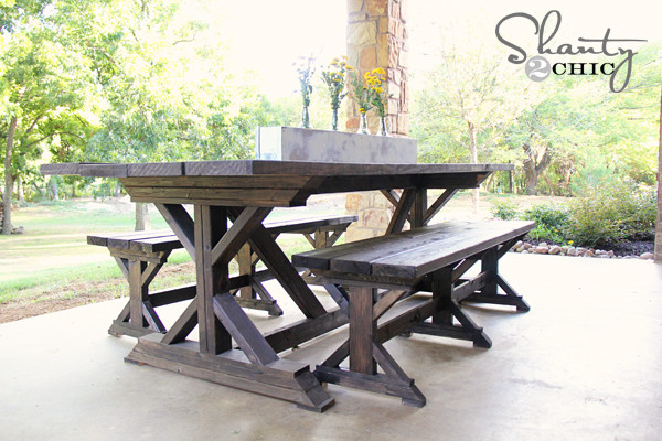 DIY Outdoor Farmhouse Table
 DIY Bench Farmhouse Style Shanty 2 Chic