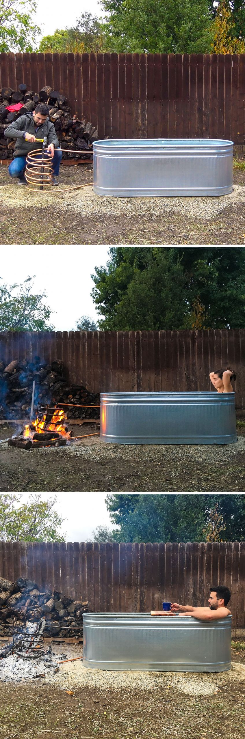 DIY Outdoor Hot Tub
 DIY hot tub for your backyard link to see the video