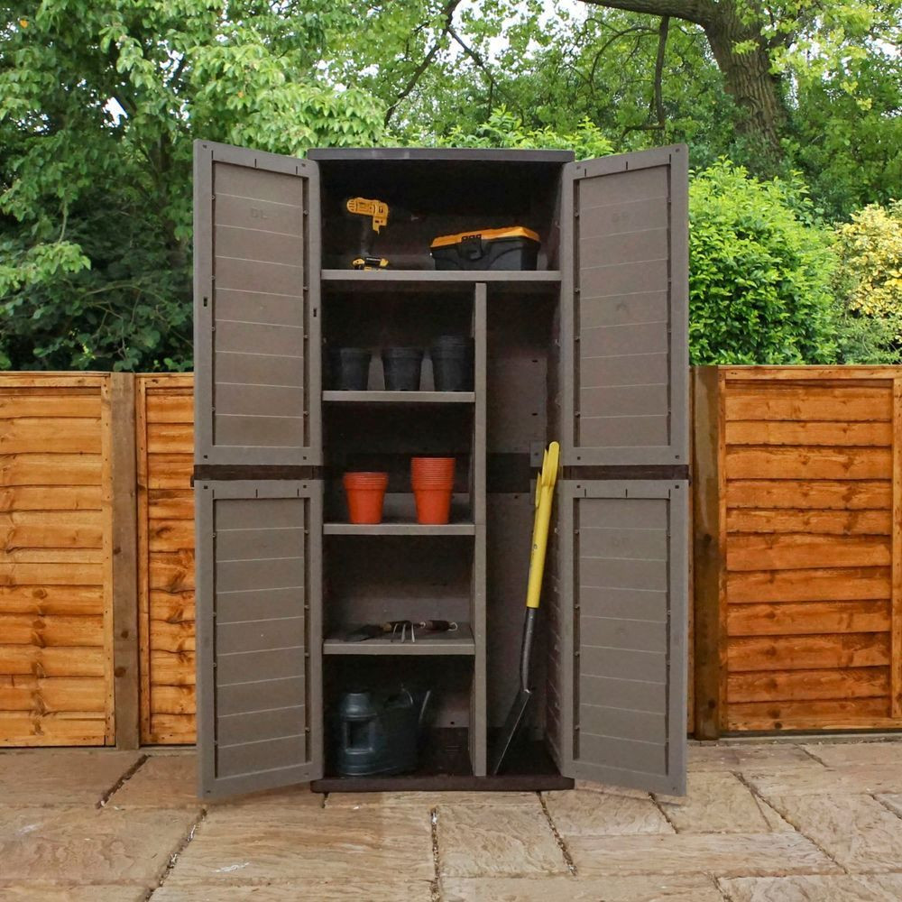 DIY Outdoor Storage Cabinet
 Garden Storage Box 540L Outdoor Waterproof 4 Shelf Plastic