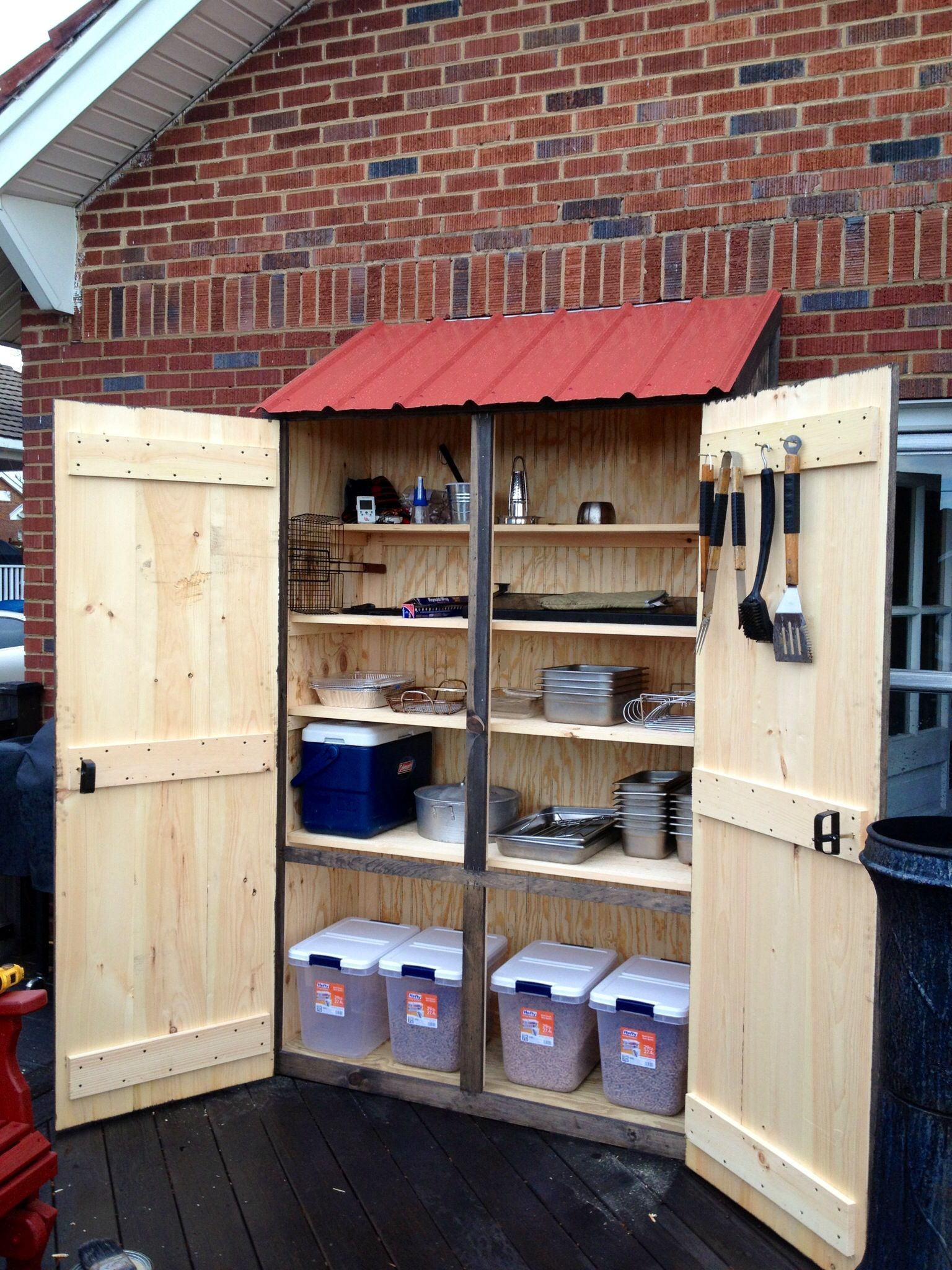 DIY Outdoor Storage Cabinet
 Outdoor cabinet for grilling supplies …