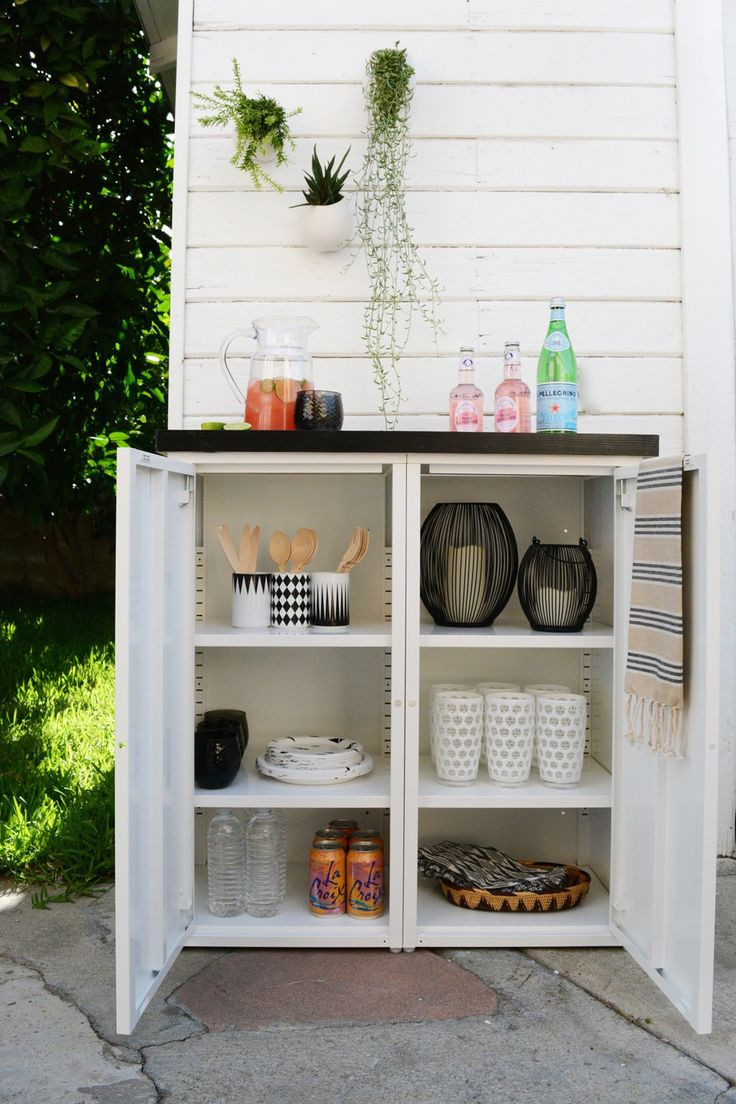 DIY Outdoor Storage Cabinet
 DIY outdoor buffet 2 IKEA metal cabinets and a custom