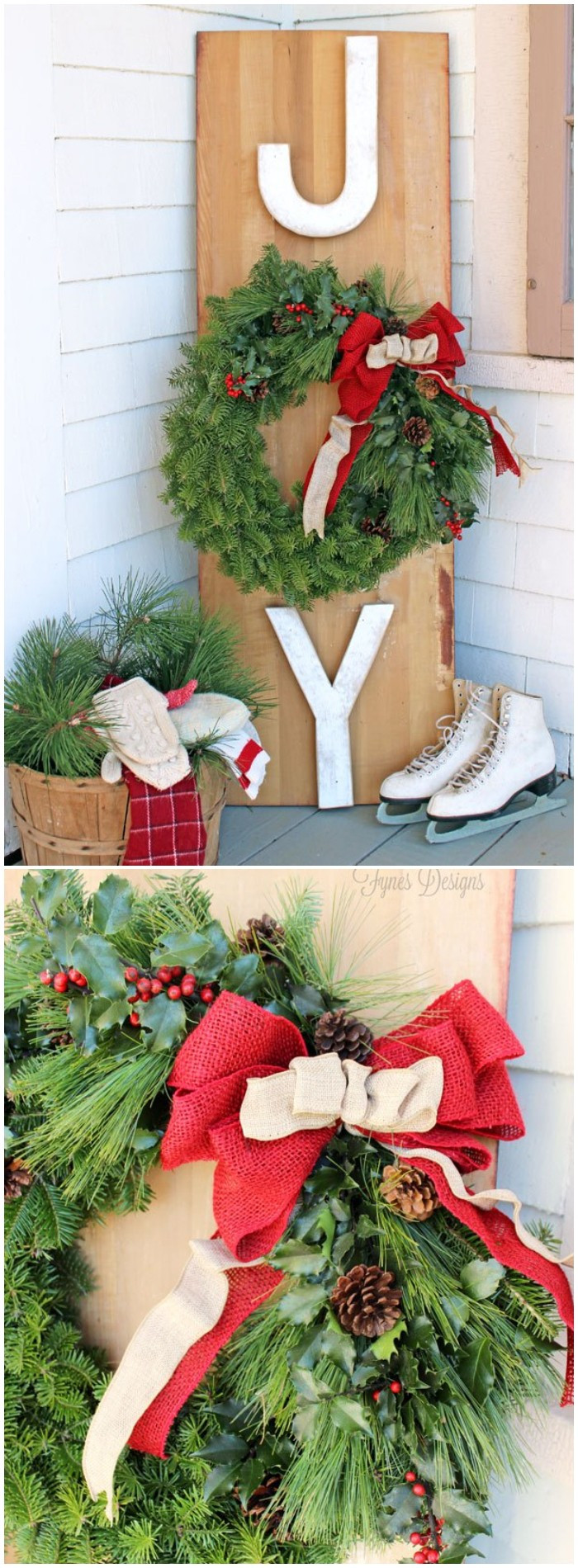 DIY Outdoor Wreath
 Cheap DIY Outdoor Christmas Decorations