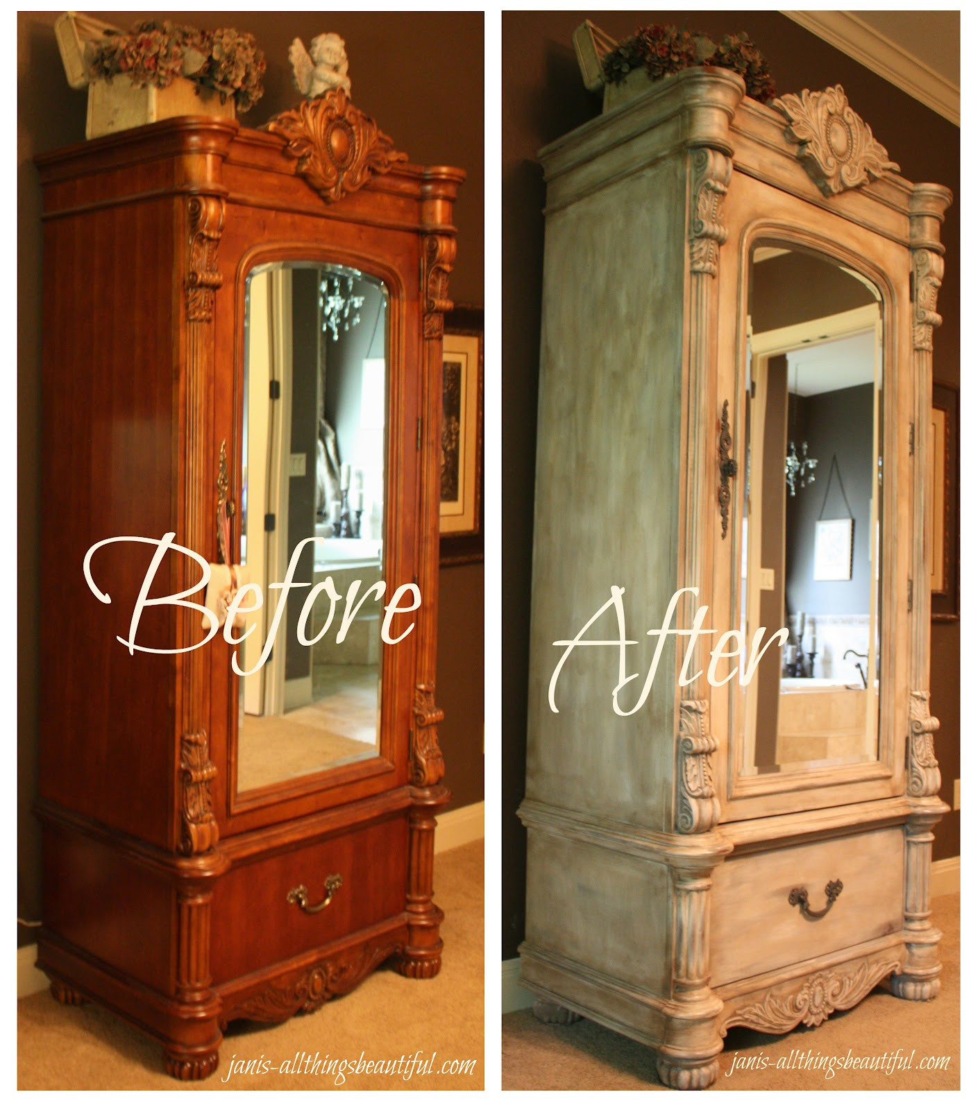 DIY Paint Wood Furniture
 All Things Beautiful Armoire Painted Furniture Makeover