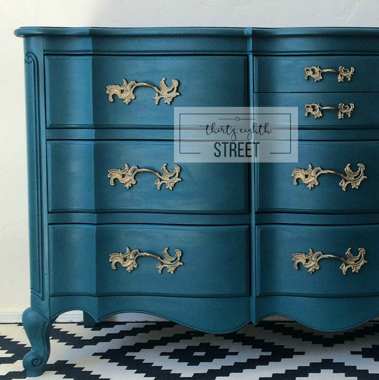 DIY Paint Wood Furniture
 Painted Dresser in Peacock Blue Thirty Eighth Street