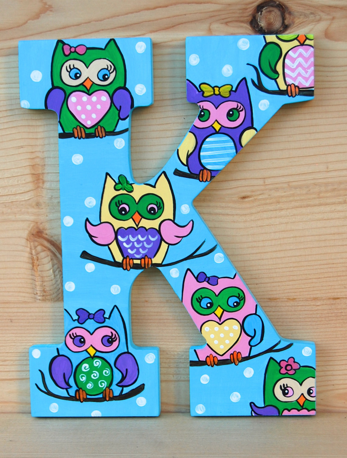 DIY Painted Wooden Letters
 Cute Owls Hand Painted Wooden Letters Price is Per Letter