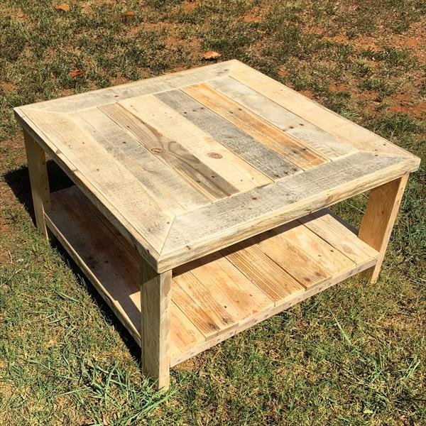 DIY Pallet Coffee Table Plans
 Wood Pallet Square Coffee Table