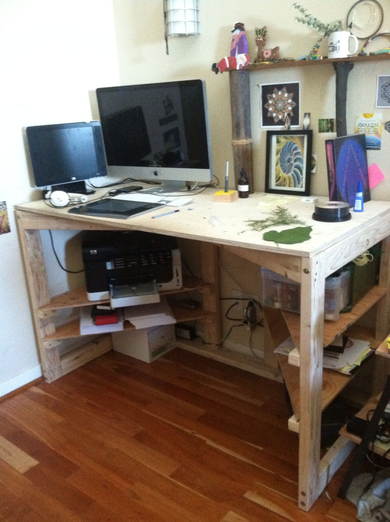 DIY Pc Desk Plywood
 simple plywood and 2x4 desk With images