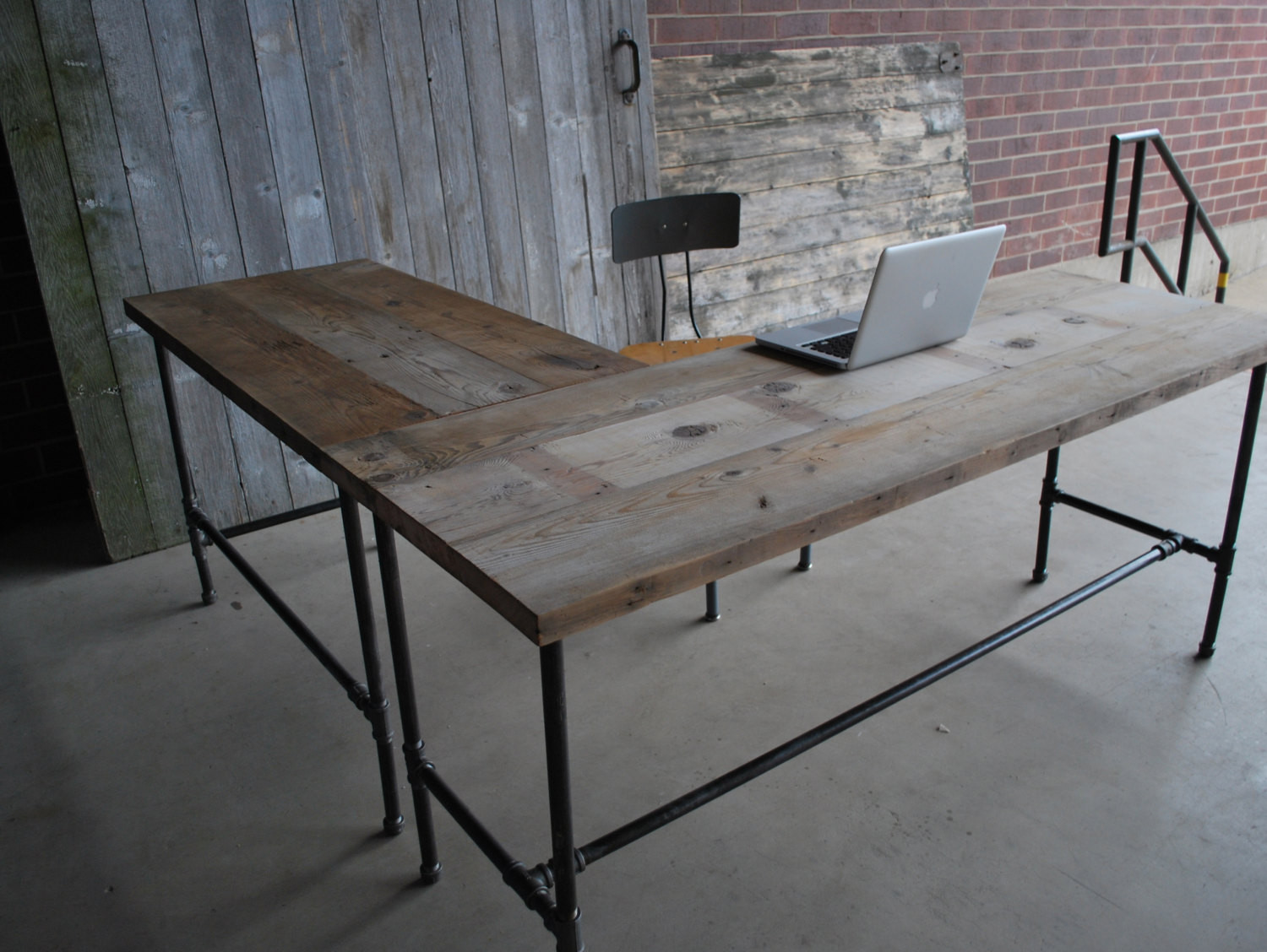 DIY Pipe Desk Plans
 L shape modern rustic desk made of reclaimed wood Choose your