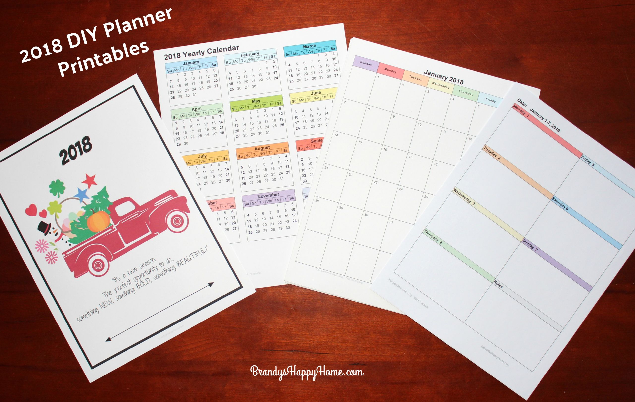DIY Planner Printables
 2018 DIY Calendar Planner