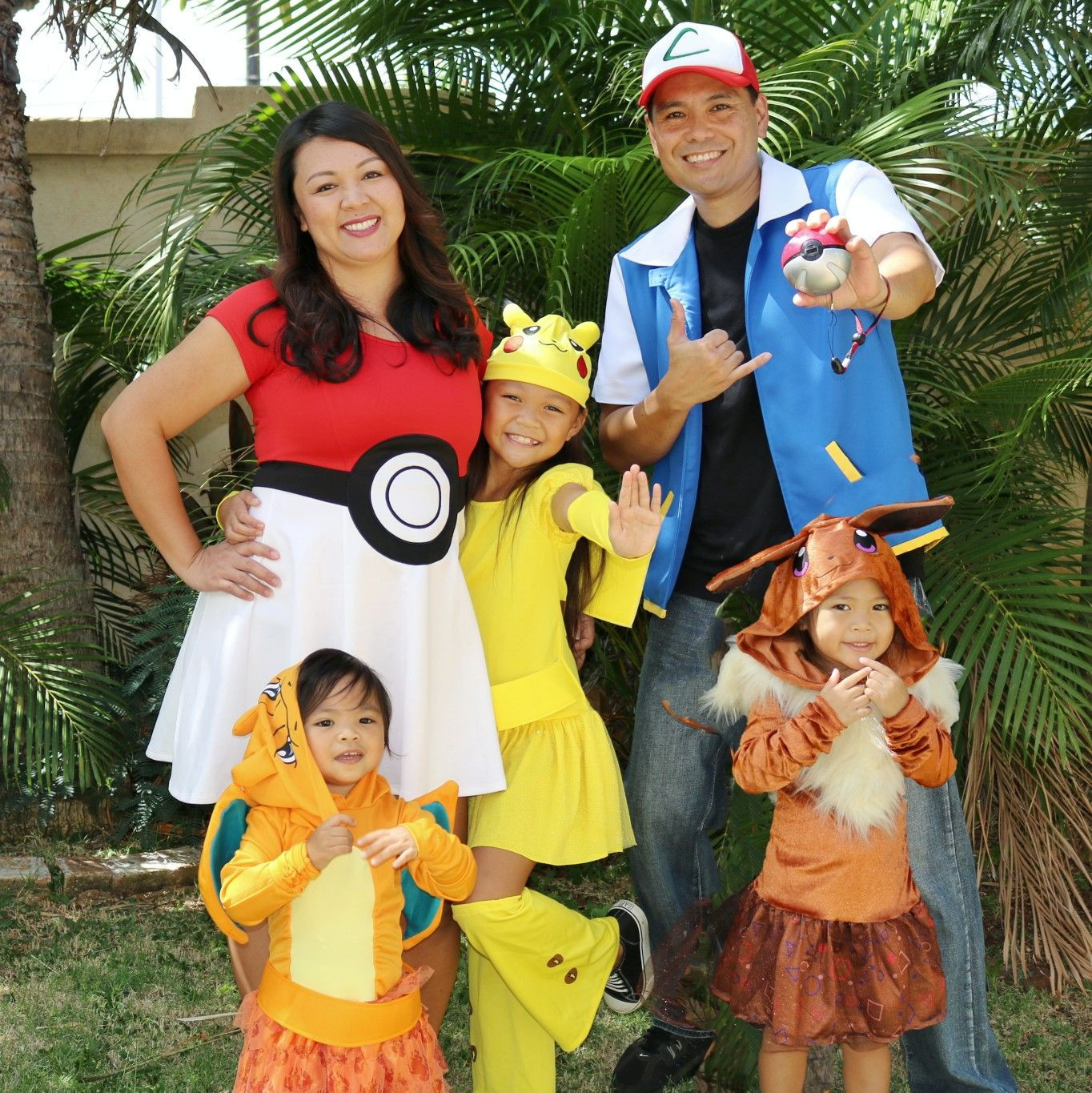 DIY Pokemon Costumes
 Pokemon Family costumes Pikachu Charizard Eevee Ash