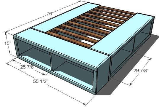 DIY Queen Bed Frame With Storage Plans
 Ana White