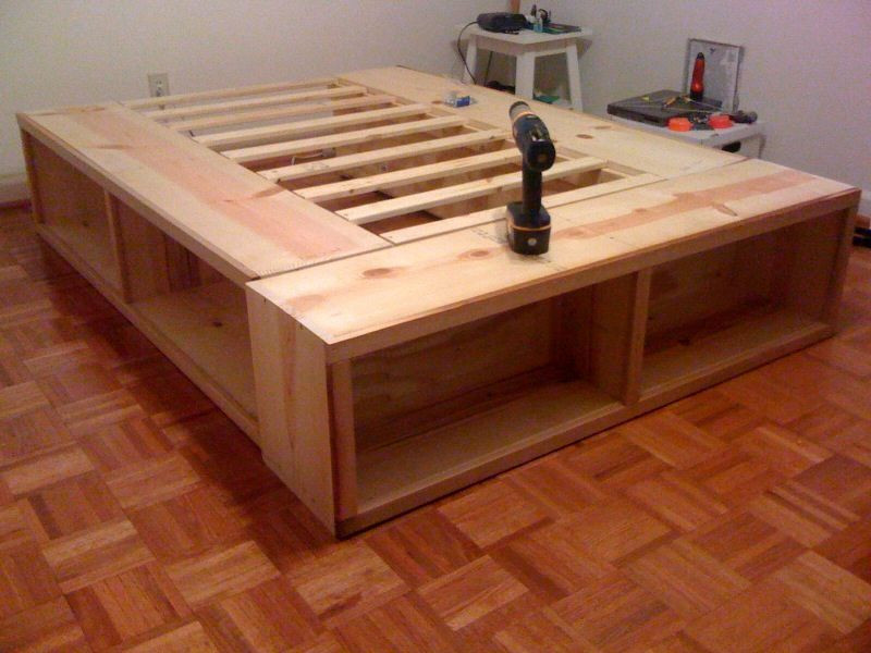 DIY Queen Bed Frame With Storage Plans
 diy platform bed with storage plans Google Search
