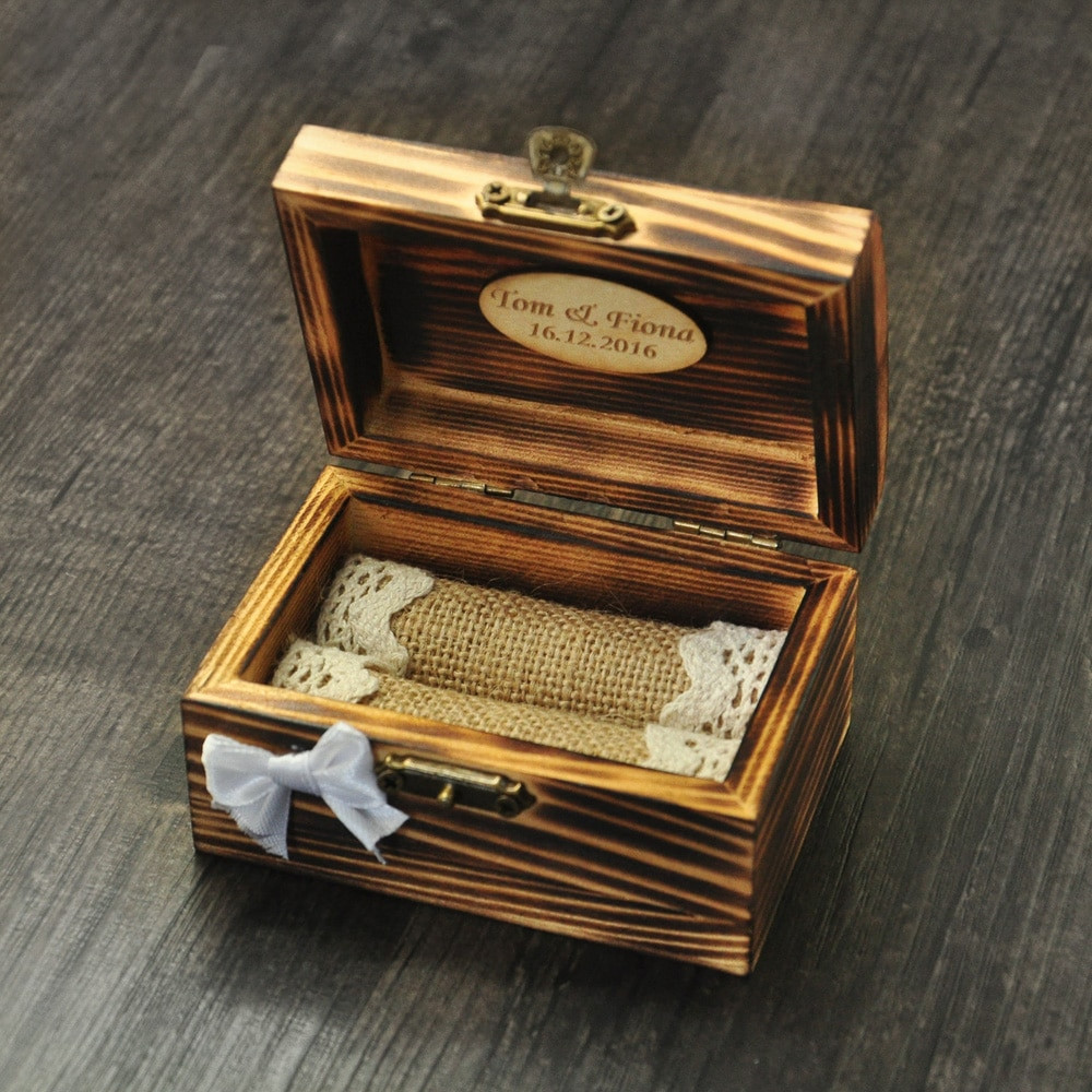 DIY Ring Boxes
 Personalized Wedding Ring Box Wooden Ring Holder Rustic