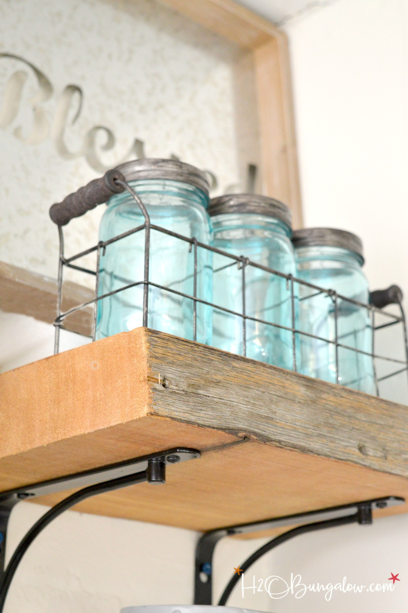 DIY Rustic Wood Shelves
 DIY Reclaimed Wood Kitchen Shelves H2OBungalow