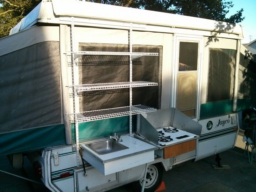 DIY Rv Outdoor Kitchen
 Simple solution to a lack of outdoor kitchen shelving on