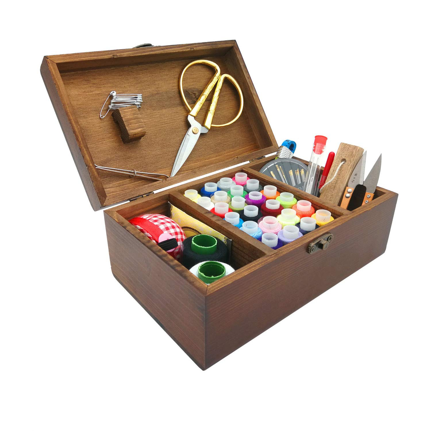 DIY Sewing Box
 VILONG Wooden Sewing Basket Sewing Box Accessories Kit