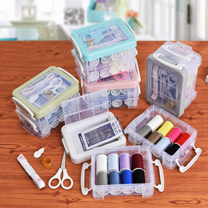 DIY Sewing Box
 Nordic Style Double Layer DIY Sewing Box Home Storage
