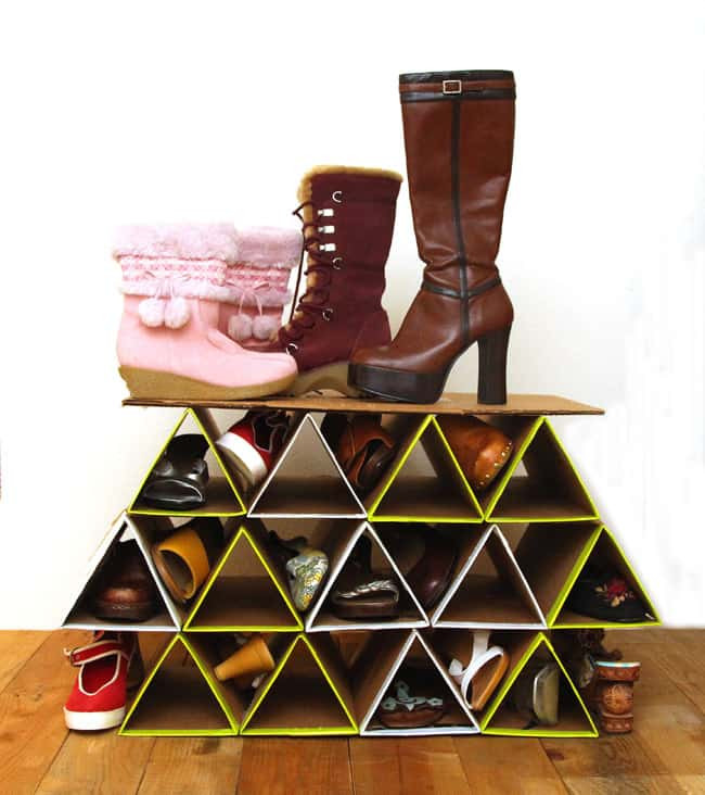 DIY Shoe Organizer
 Super Space Saving DIY Shoe Rack for $0 A Piece