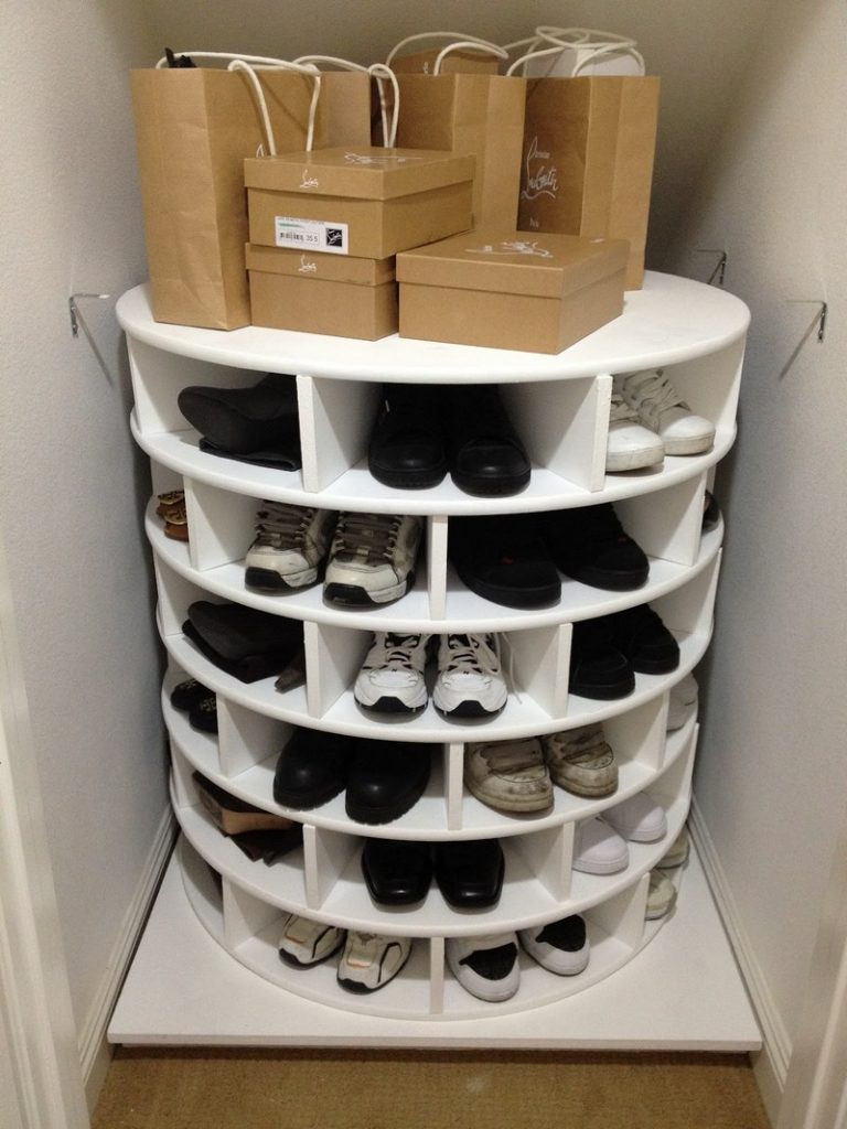 DIY Shoe Organizer
 DIY Lazy Susan Shoe Storage – The Owner Builder Network