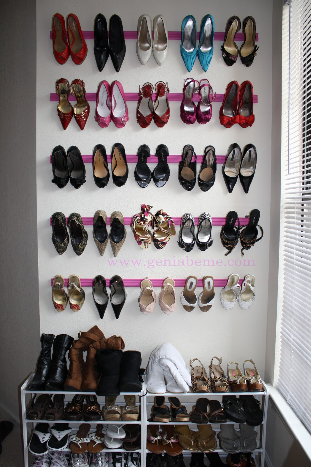 DIY Shoe Organizer
 Crown Molding Shoe Rack Tutorial