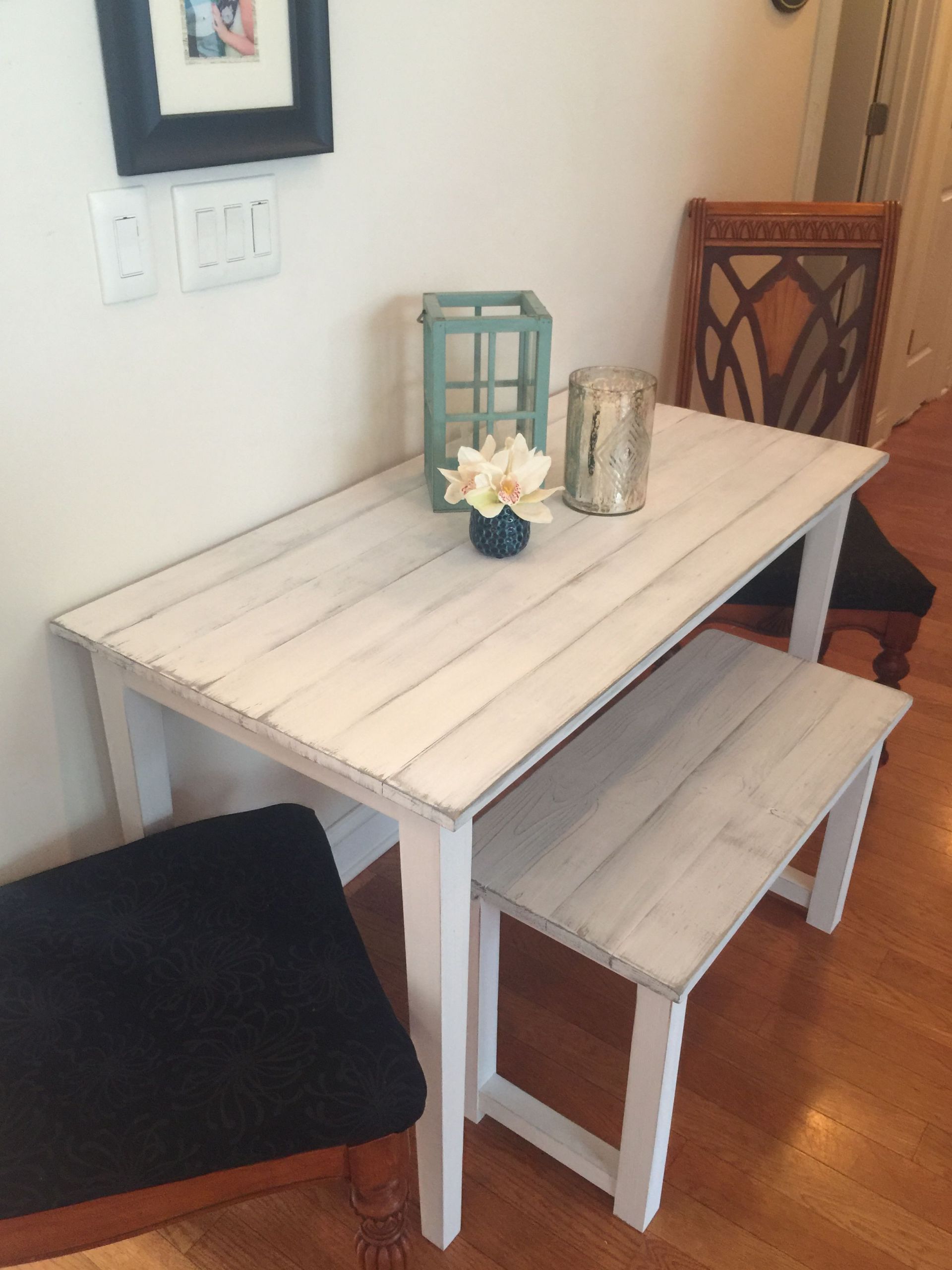 Diy Small Kitchen Table
 Small farmhouse table for small room Bench and distressed