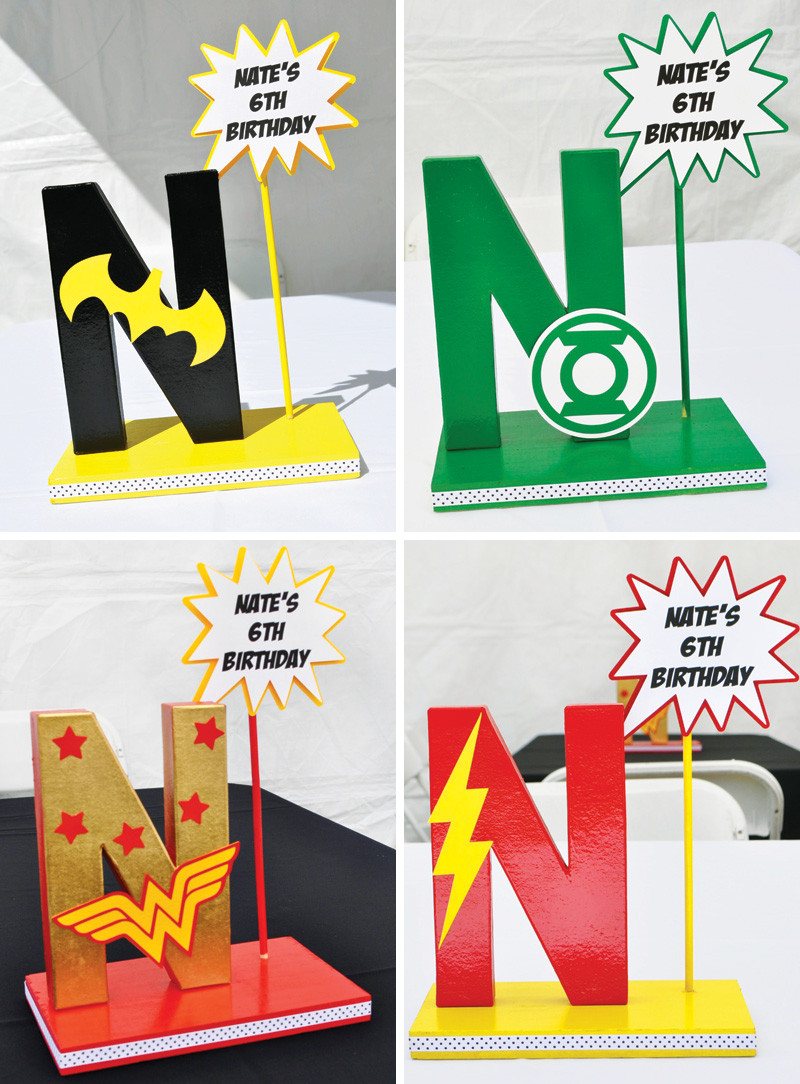 DIY Superhero Decorations
 POP Heroes Justice League Birthday Party Hostess with