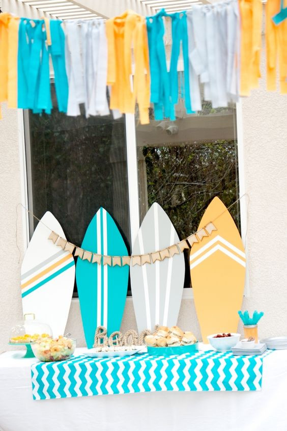 DIY Surfboard Decoration
 23 Colorful Kid’s Pool Party Decorations Shelterness